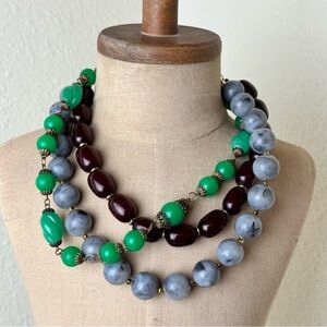 Vintage upcycled three strand lucite beaded necklace